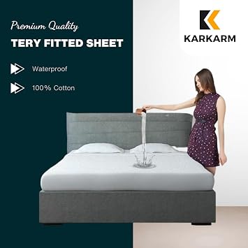 New 100% Cotton Extra Deep Terry Towelling Mattress Protector Single Mattress Cover Terry Fitted Sheets Single Size Waterproof Mattress Topper Single Bed, 90x190 cm