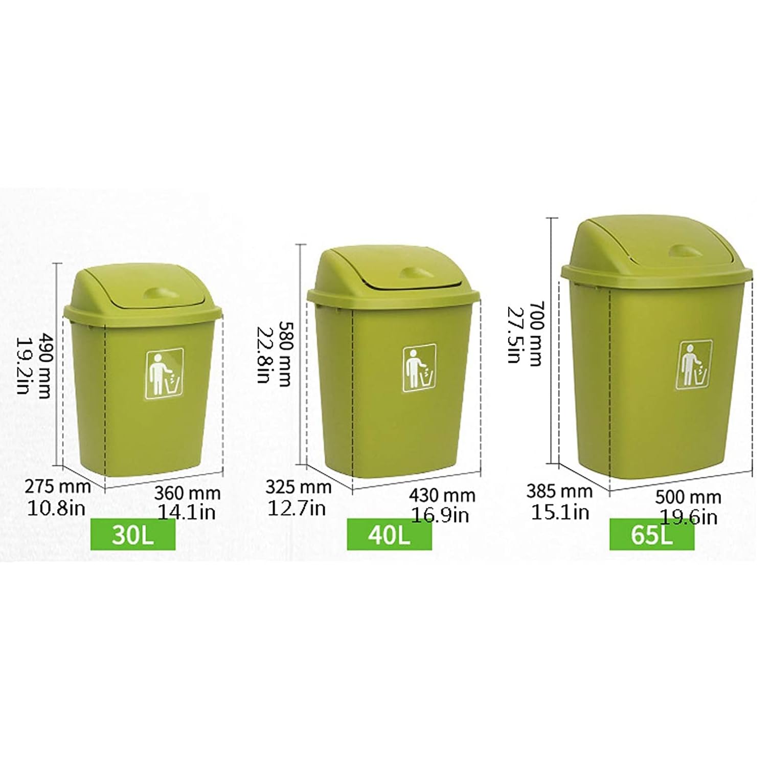 Poubelles extérieures Poubelle grande capacité intérieure/extérieure avec couvercle basculant Poubelle en plastique pour cuisine maison jardin Grande capacité