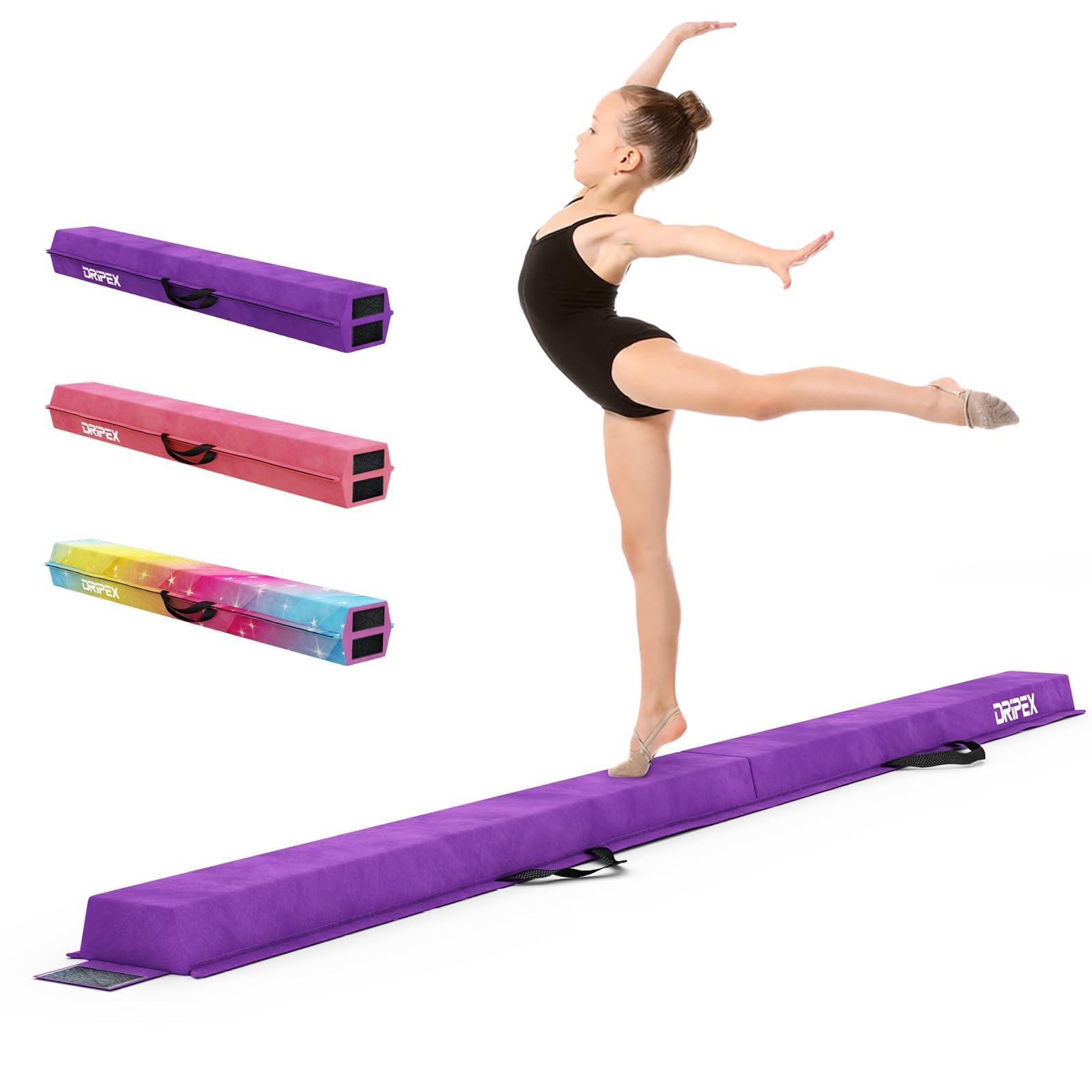 Dripex Barra de equilibrio para niños, plegable, para casa, 210/240 cm, EVA, barra de equilibrio, con bolsa de transporte, rígida, antideslizante, para niños, principiantes, gimnasia, fitness