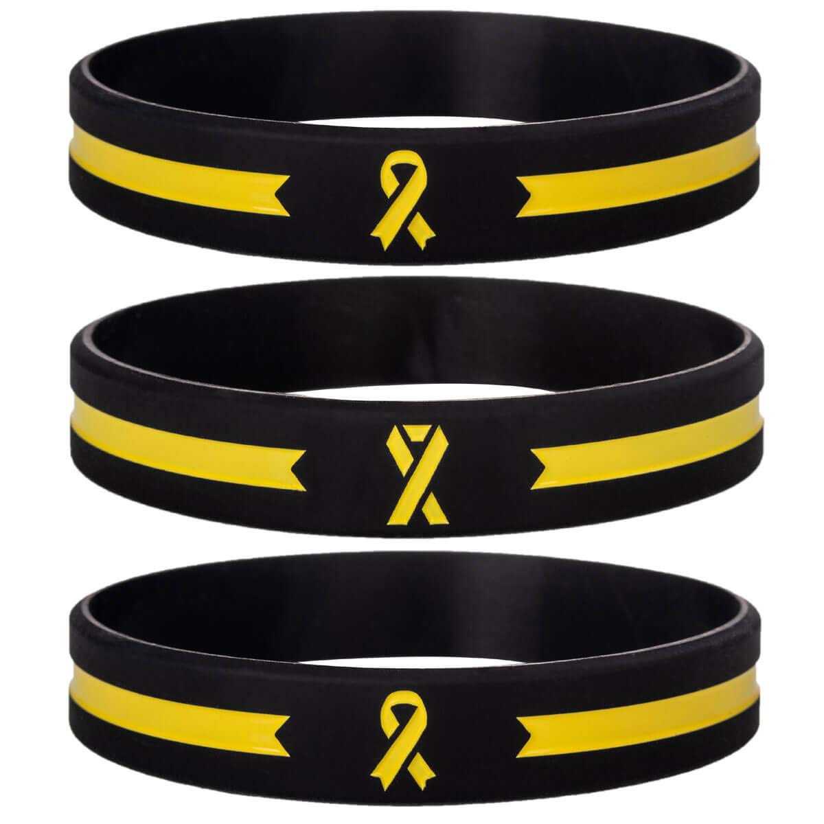 Sainstone Yellow Awareness Ribbon Silicone Bracelets, Mental