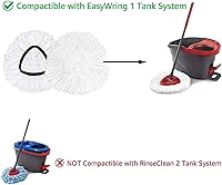 Vista 7 de Cabezal de repuesto para trapeador – Paquete de 4 repuestos para trapeador EasyWring compatibles con trapeador giratorio triangular – Trapeador