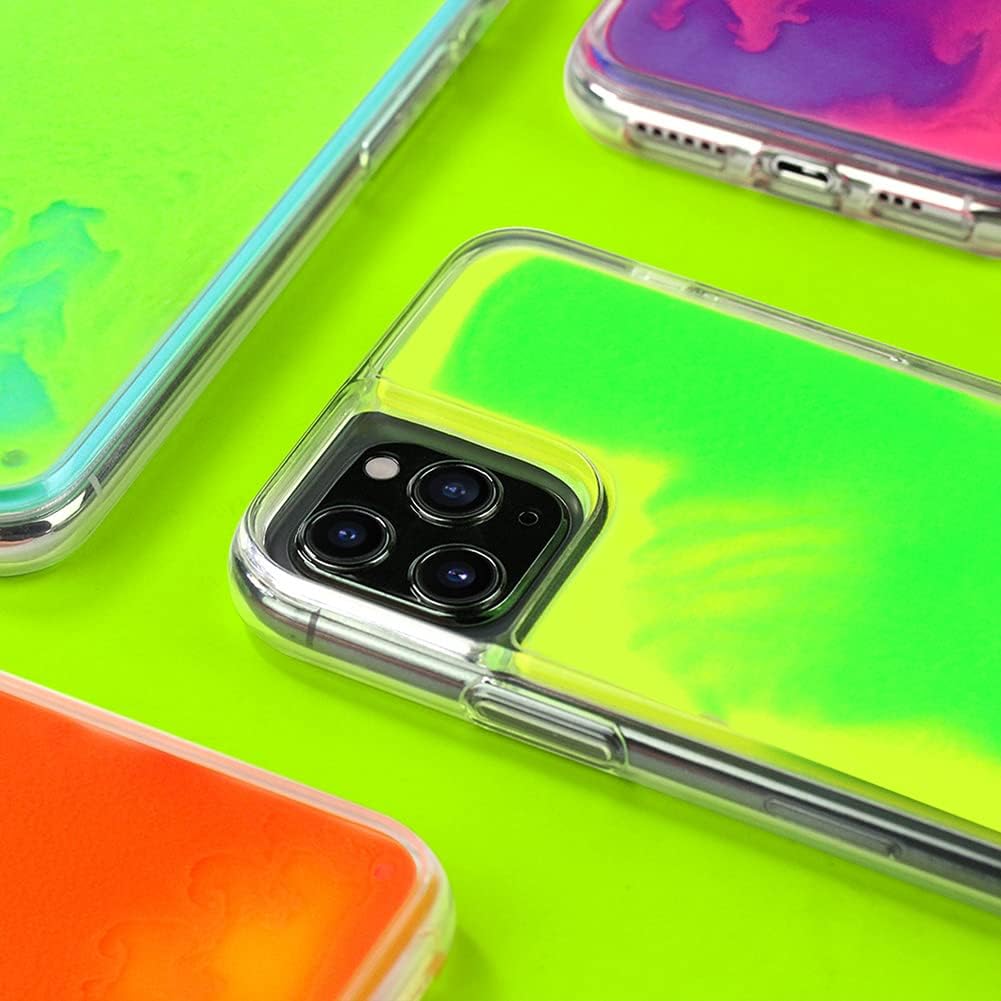Yatchen Liquid Fluorescent Case for iPhone 11,Luxury Fun Glow in The Darkness Quicksand Clear Hard PC + Soft TPU Bumper Luminous Shockproof Protector (Yellow, iPhone 11) image 2