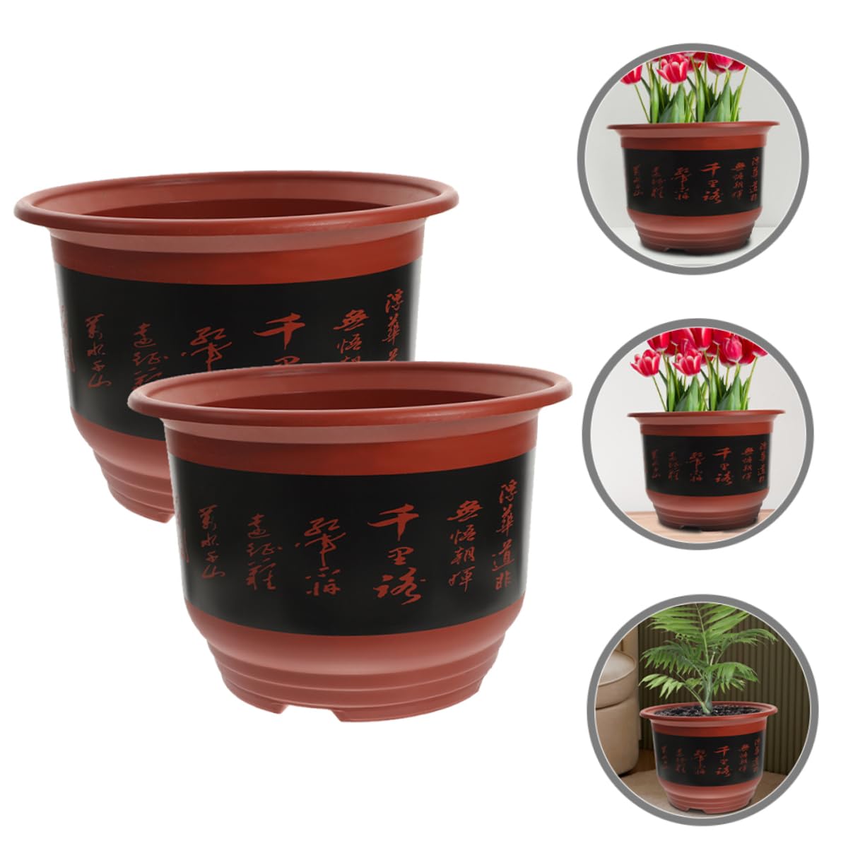 BESTonZON 2pièces Pot pour Orchidées avec Drainage Plastique pour Intérieur Et Extérieur Bac à Eau Inclus