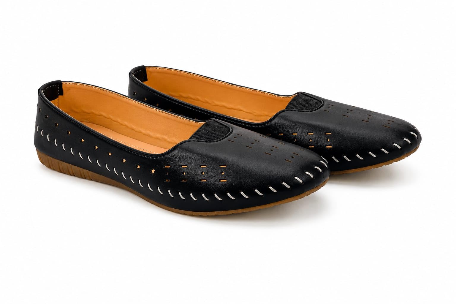 Women's Black Ballet Flats with Cut-Out Design-image-7