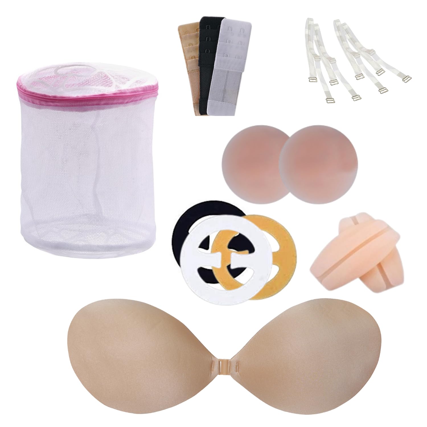 Women's Wardrobe Essentials Lingerie Gift Box Of Butterfly Bra, Bra Laundry Bag, Racer Back - Bra Clip, Pasties, Bra Extenders, Clothing Tape, Transparent Strap, Compy Strap