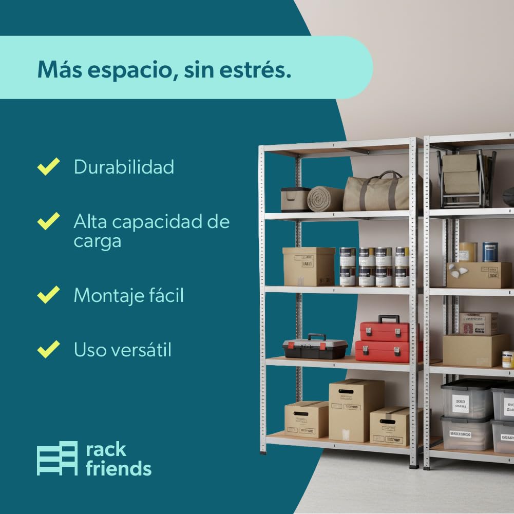 210x100x50 cm estantería Pesada galvanizada 5 Niveles 75 kg