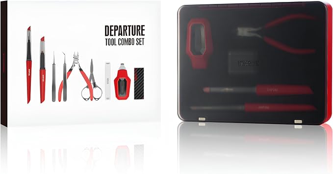 DSPIAE Departure Tool Combo Set Premium Model Kit Crafting Tools | Precision Nippers, Hobby Knife, Sanding Sticks, Tweezers & Storage Case Perfect for Gunpla, Miniatures, and Scale Models