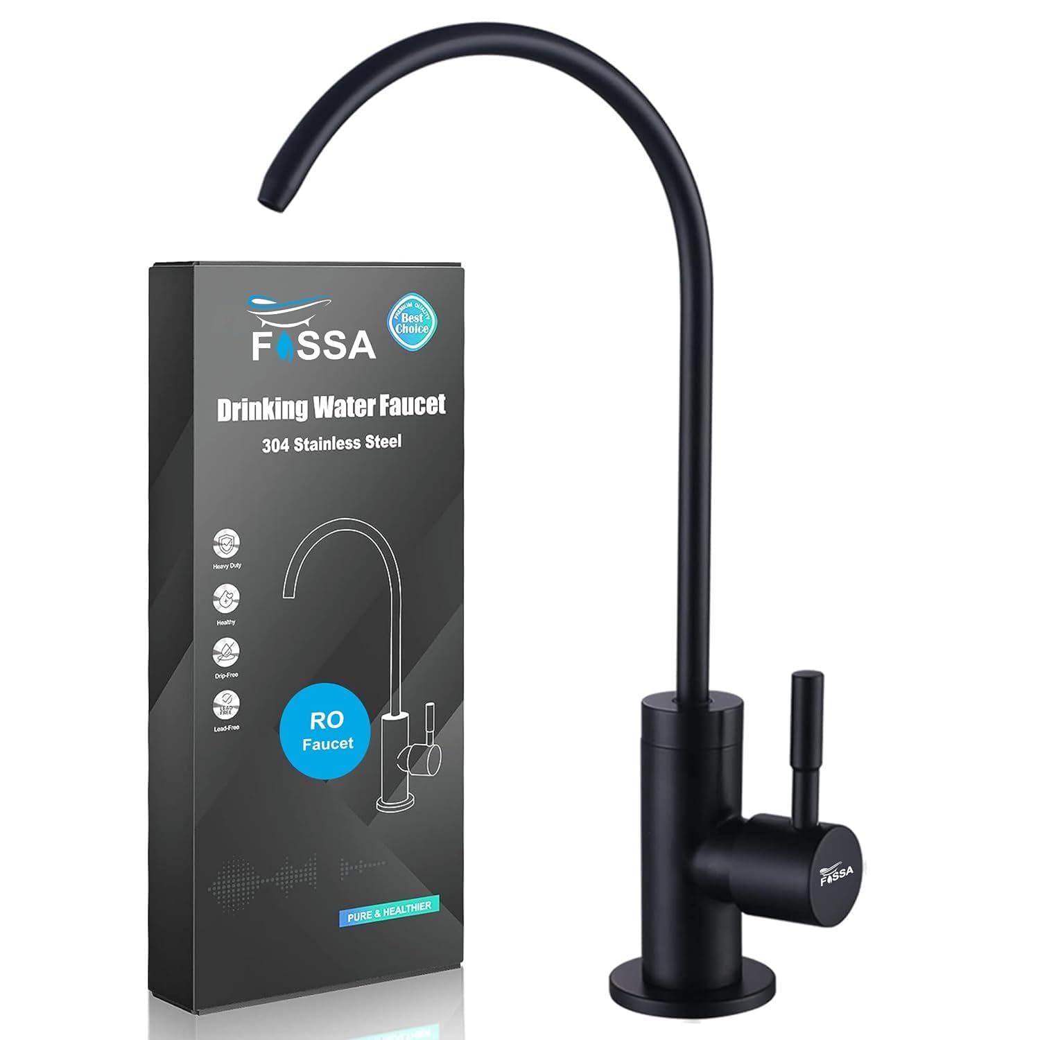Fossa RO Tap Kitchen Water Filter Faucet, 100% Lead-Free Drinking Water Faucet Stainless Steel 304 Body Brushed Nickel Finish (Black) (B0CKXCT6W7) Amazon Price History, Amazon Price Tracker