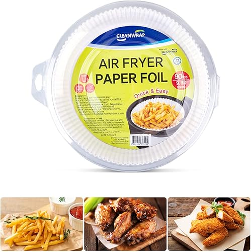 CLEANWRAP Forros de papel desechables para freidora de aire (9.1* 1.77 - 90 piezas) Forros de papel desechables para freidora de aire