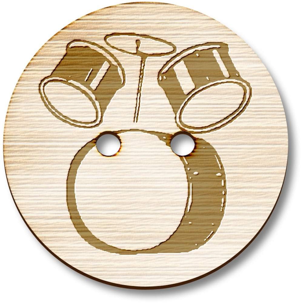 Azeeda 8 x 23mm 'Drum Kit' Round Wooden Buttons (BT00084091)