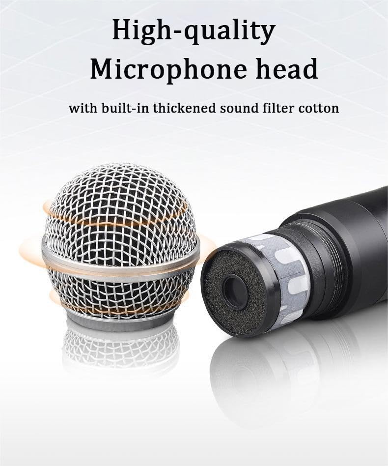 2.4G Wireless Microphone,Dual Microphones for Karaoke, Wireless Dynamic Microphone with Rechargeable Receiver,Plug and Play,Suitable for Speech, Wedding, Church, PA System (W58-2.4g) - Image 5