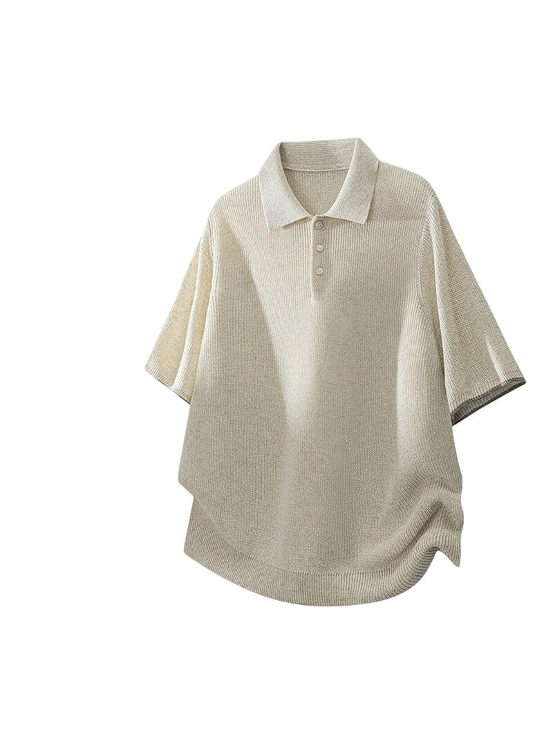 Polo de manga corta de nailon para hombre, ajuste holgado, para oficina, viajes, uso diario