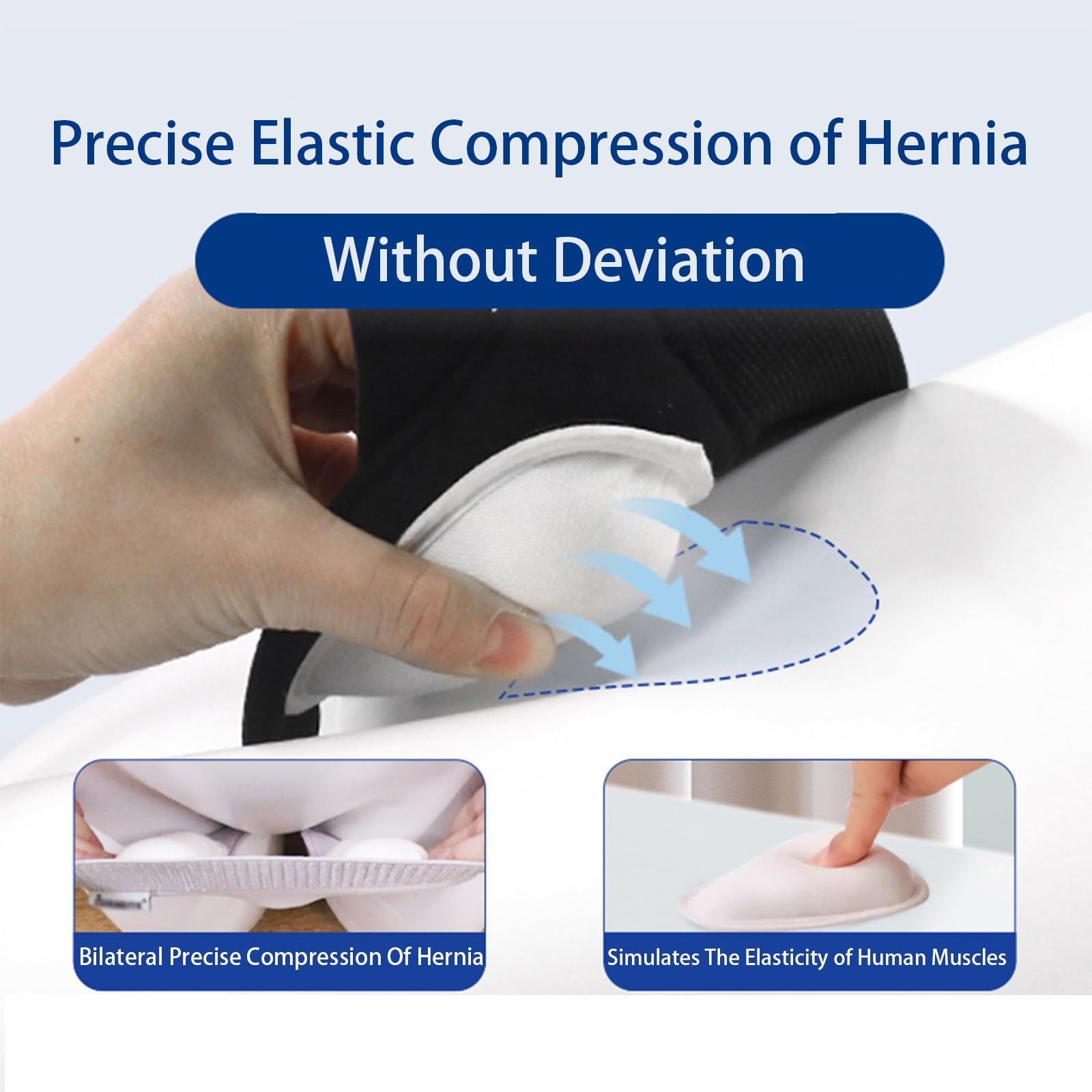 Hernia Belt for Men & Women Double Inguinal, Groin Support with 2 Removable Compression Pads, Pain Relief, Comfortable Material(Black,Large)