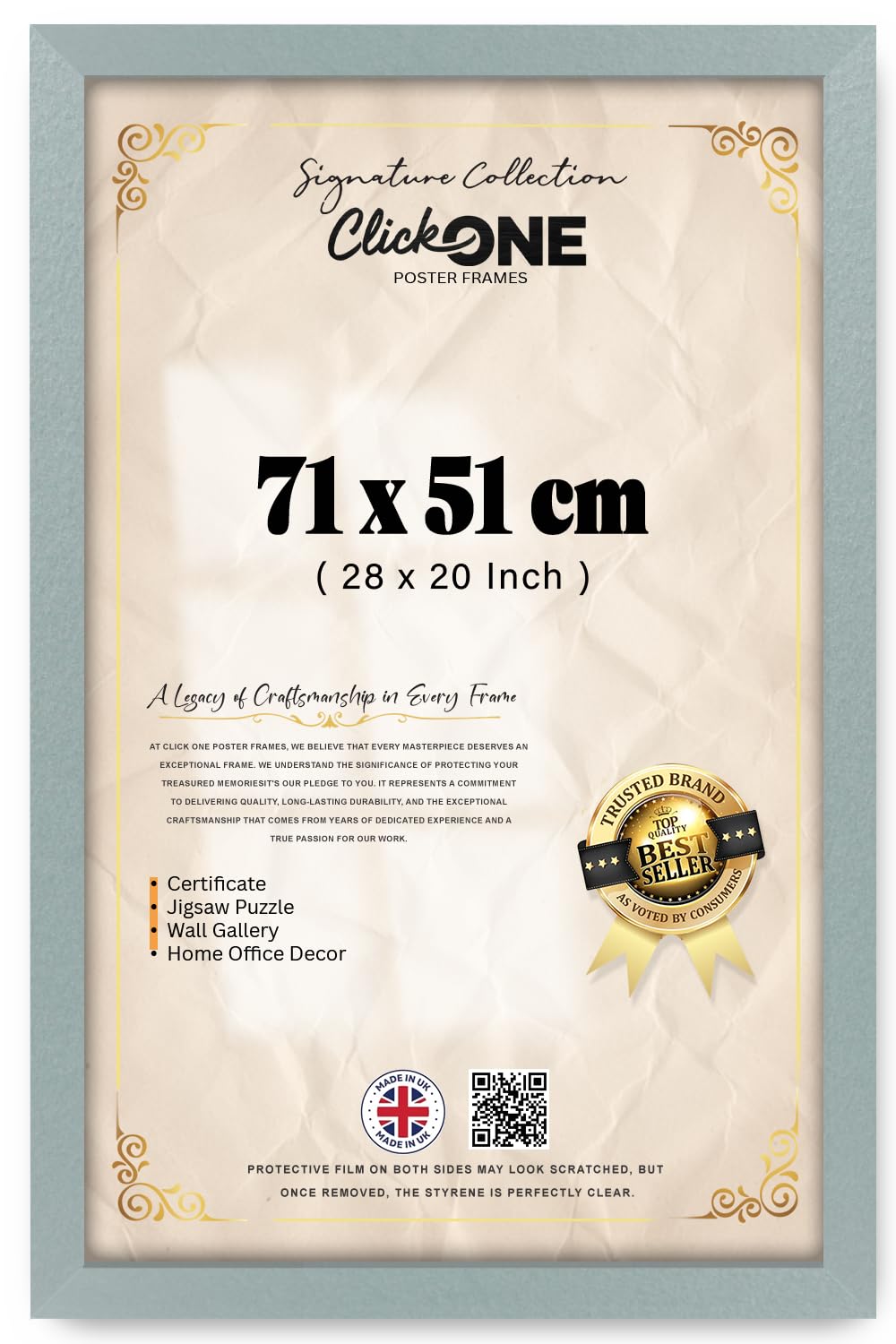 Silver Click One Photo Frame 51 X 71 Cm Poster Display With Uv Protection Acrylic Hanging Hardware For Wall Mounting Display Picture Vertically Or Horizontally Mdf Backboard