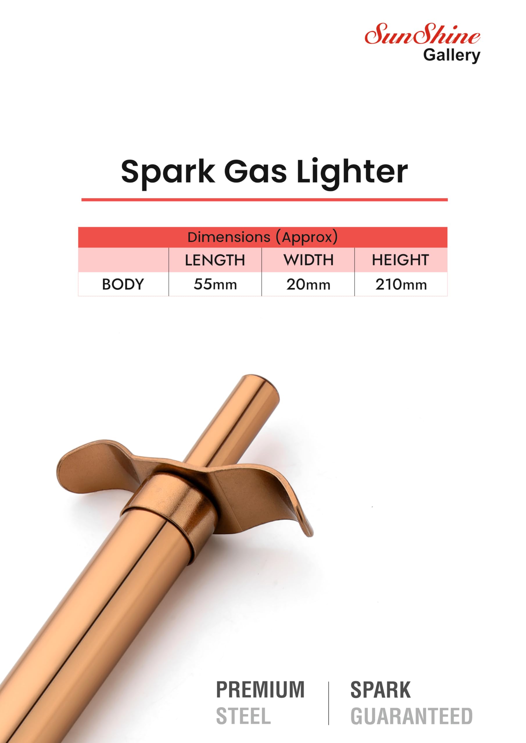 Spark Gas Lighter for Kitchen Use Restaurants Metal Gas Stove Lighter Regular Size Easy Grip Long Lasting, Rust Proof (Rose Gold, Pack of 1) — Amazon image 9