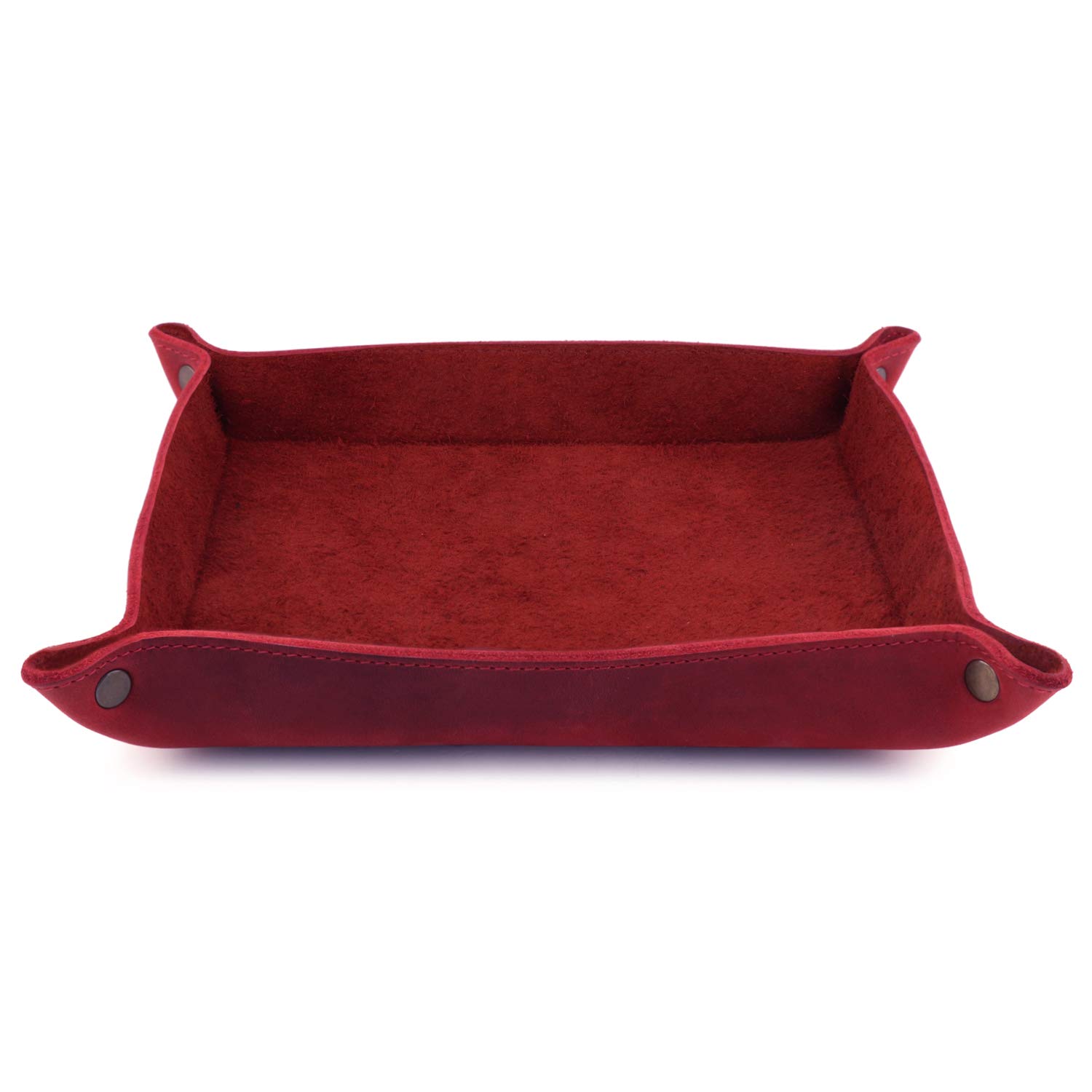 Londo Bandeja de Cuero Real Organizador Práctica Caja de Almacenamiento para Carteras, Relojes, llaves, Monedas, Teléfonos Celulares y Equipos de Oficina, Unisex