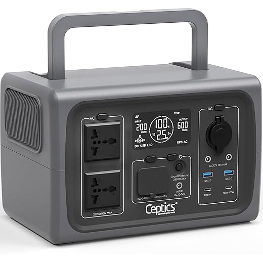 Ceptics 600W Portable Power Station 512Wh