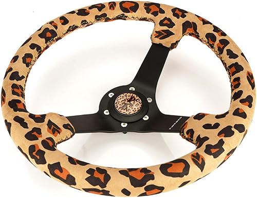 Miniatura 3 de NRG Innovations NRG-RST-036MB-SV-BR - Volante deportivo reforzado de 13.780 in (3 pies de profundidad), estampado de leopardo marrón salvaje,