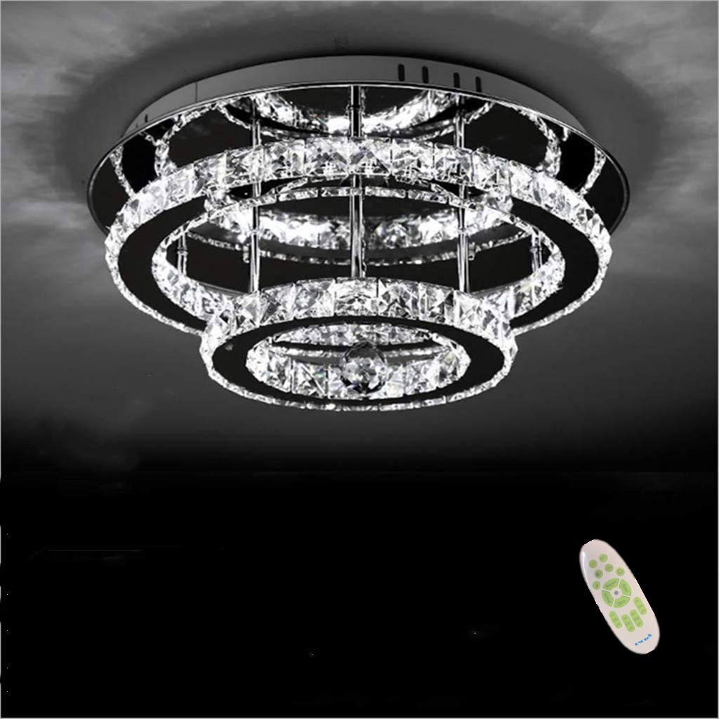 Crystal Ceiling Light LED Ceiling Lamp Chandelier Dimmable K9 Crystal Lid Lights Stainless Steel Ceiling Lighting for Balcony Bedroom Living Room Restaurant Chandelier Children's Room Hanging Lamp