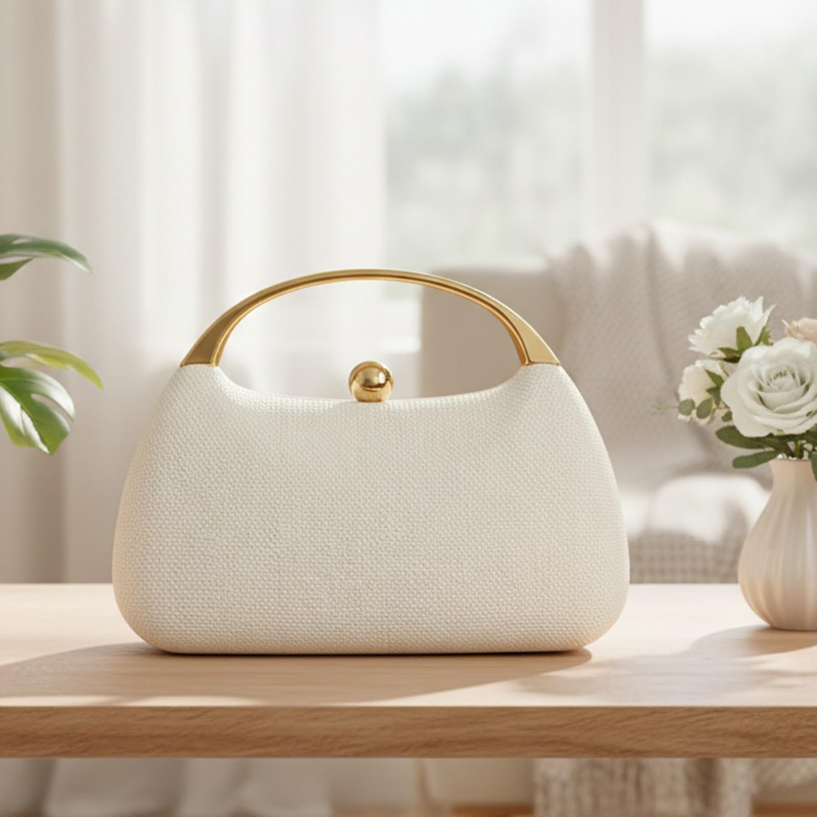 Bolso de mano de playa elegante en paja para mujer