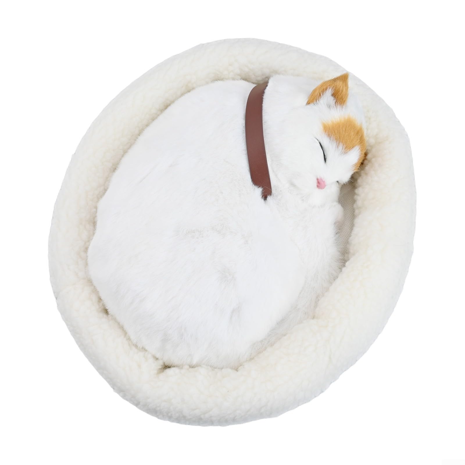 Simulierte schlafende Katze, Plüsch-Ornament mit weichem Material und realistischer Atmungsfunktion für Heimdekoration und Lernzwecke (gelbe Ohrenkatzen)