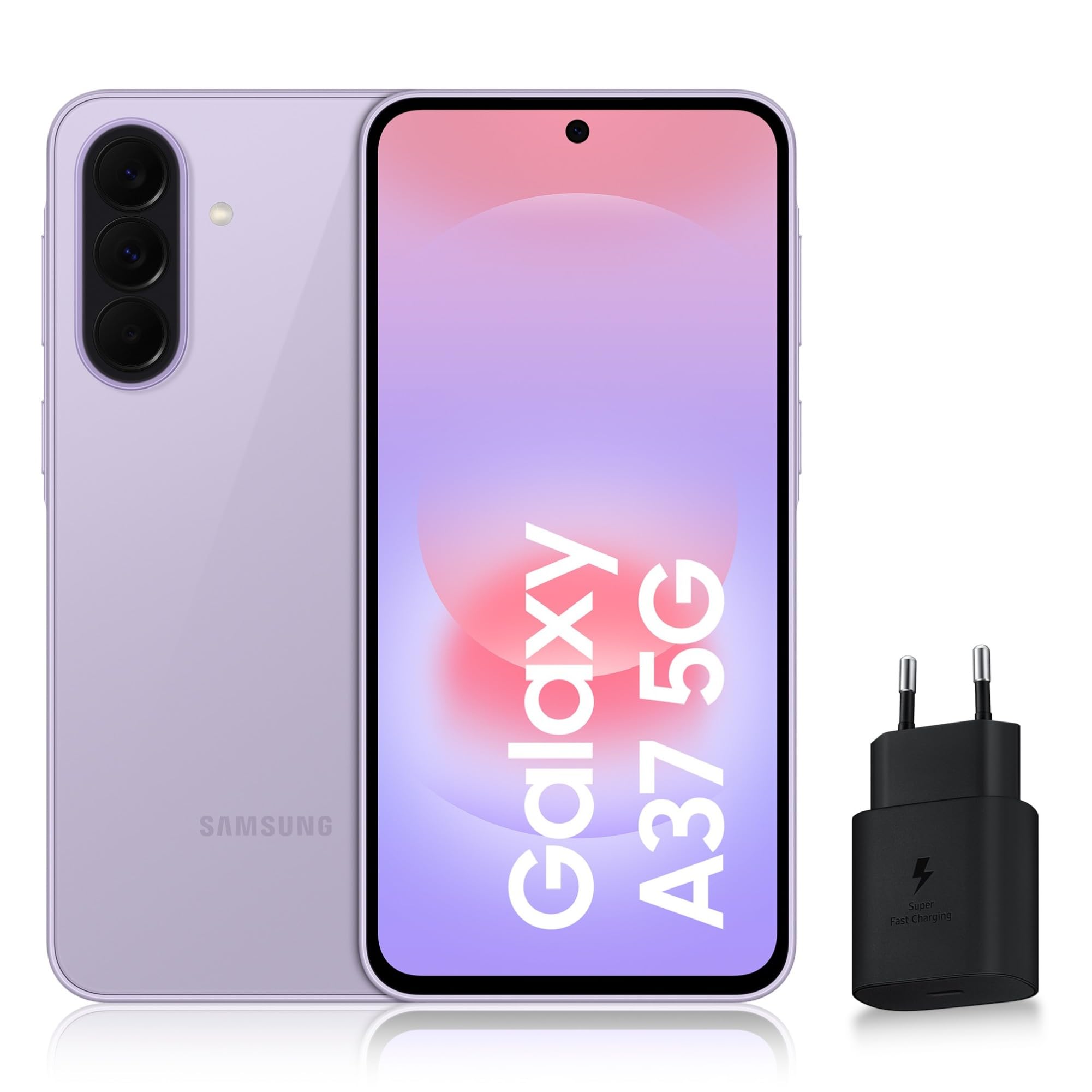Samsung Galaxy A37 5G, Smartphone Android 5G avec l'IA accesible à Tous, 256 Go, RAM 8 Go, Chargeur Secteur Rapide 25W Inclus, Smartphone déverrouillé, Lavande, Version FR