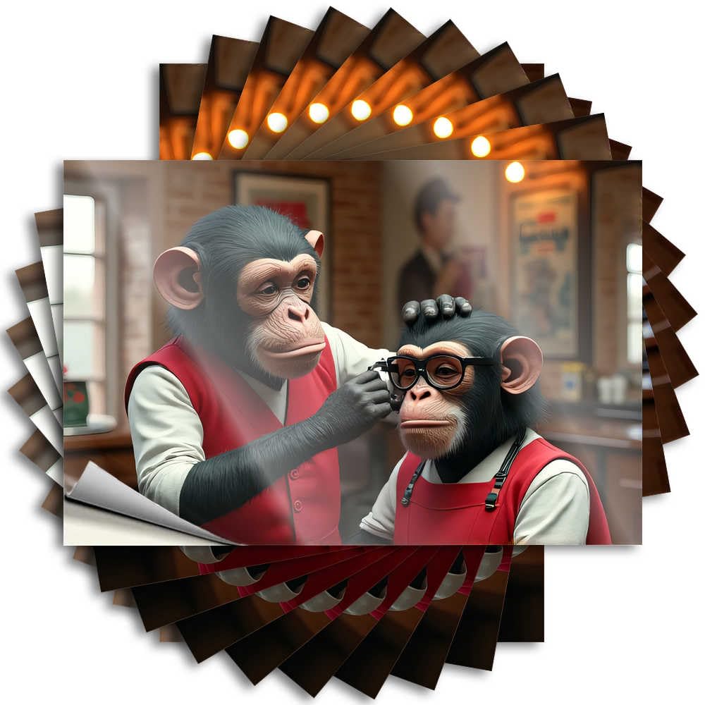 Tiny, Decals Garage Chimp Glasses Fitting in A Cozy Barbershop | Dry Sweet(8X12CM)