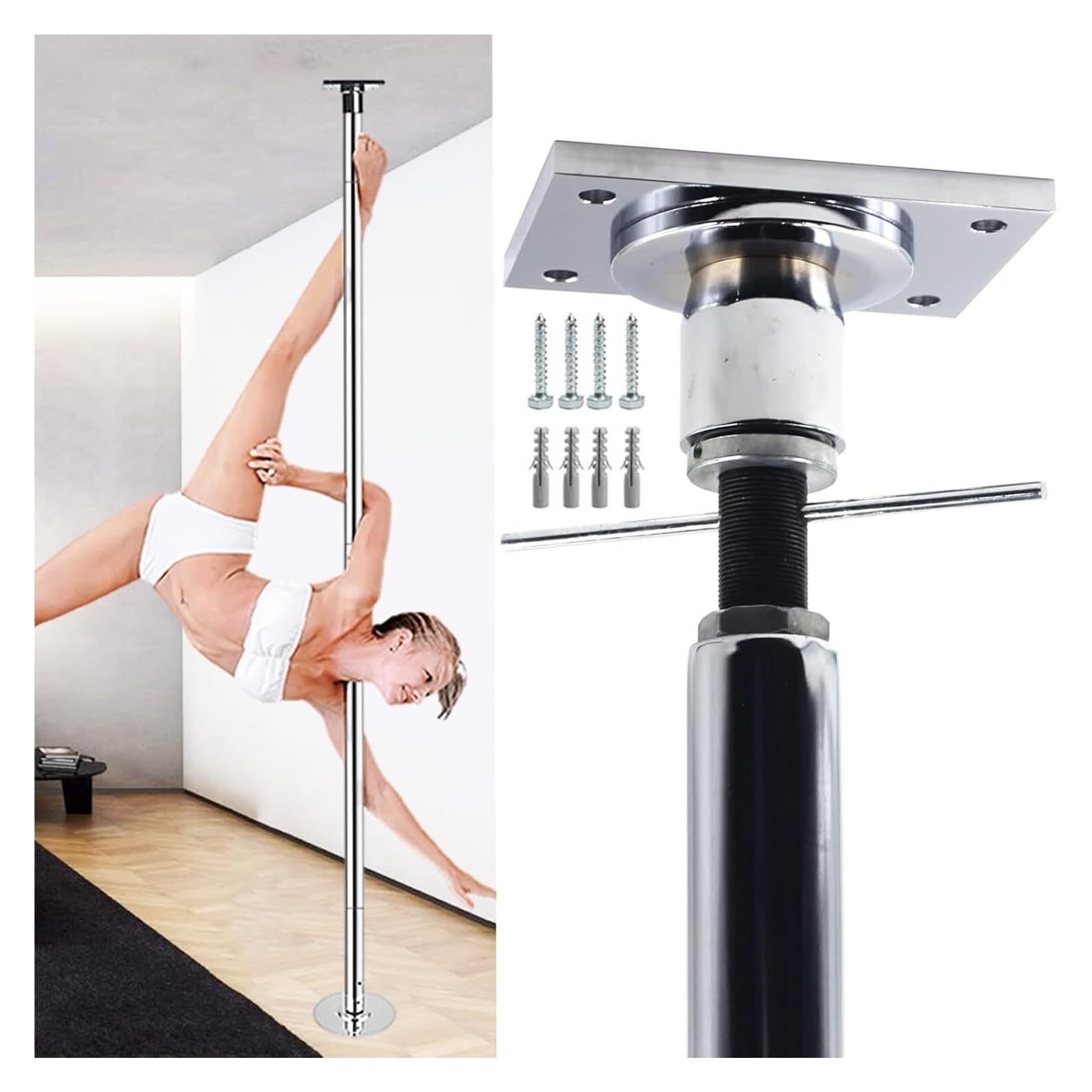 JYBNBBE Stripper Pole,Dance Pole, Stripper Poles,Professional Gym Club Permanent Dance Pole, Static Dancing Pole with Ceiling Mount