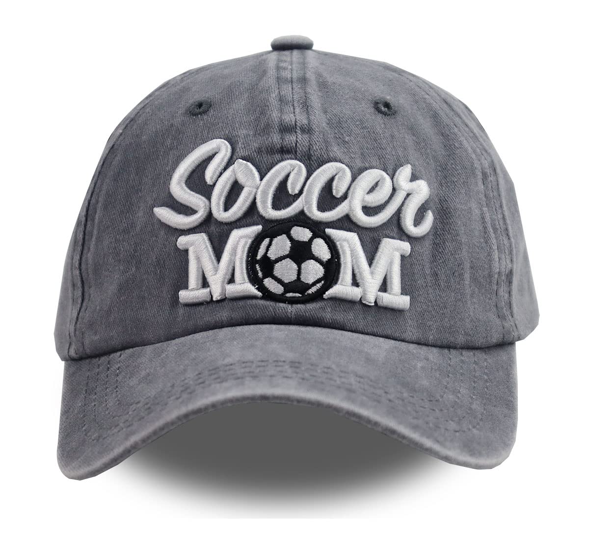 MANMESH HATTDistressed Soccer Mom Baseball Cap for Women, Adjustable Washed Embroidered Sun Hat for Mama