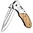 KEXMO Folding Pocket Knife - 3.46 Sharp Blade Olive Wood Handle Pocket Knives with Clip, Glass Breaker - EDC Knife for Dad Women Tactical Hunting Survival Camping Fishing Hiking - Sliver