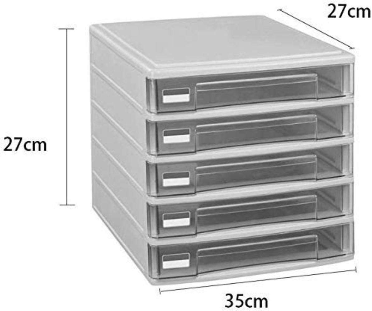 Mobile File/Rack, 5 Cassetti Desktop Plastic Storage Box Family Office Cabinet Desktop Archive Archive Manager,Grigio