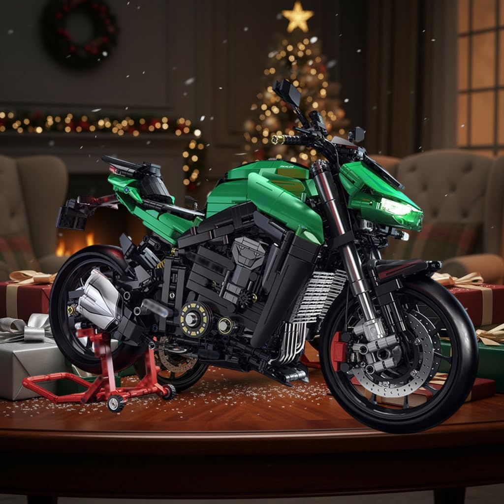 Technik Motorrad Bausteine, 2089 Klemmbausteine 1:5 MOC Rennen Motorrad Bausatz Erwachsene,Technik Supermotorrad Modellbausatz, Superbike Spielzeug Geschenk für Erwachsene
