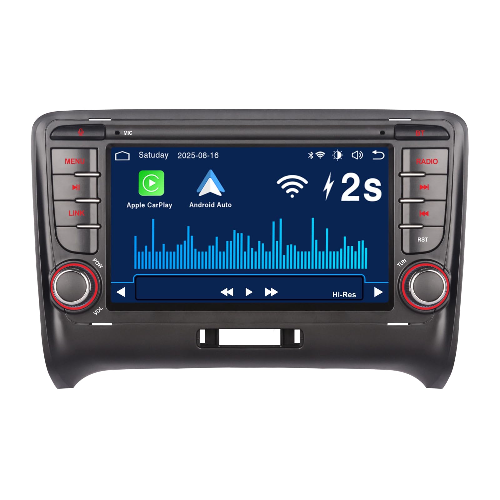 Autoradio RYUIXPUL per Audi TT MK2 8J 2006-2014 con Wireless CarPlay e Android Auto, sistema Linux 2S avvio rapido, qualità audio OEM, touchscreen IPS, Bluetooth, radio RDS, comandi al volante
