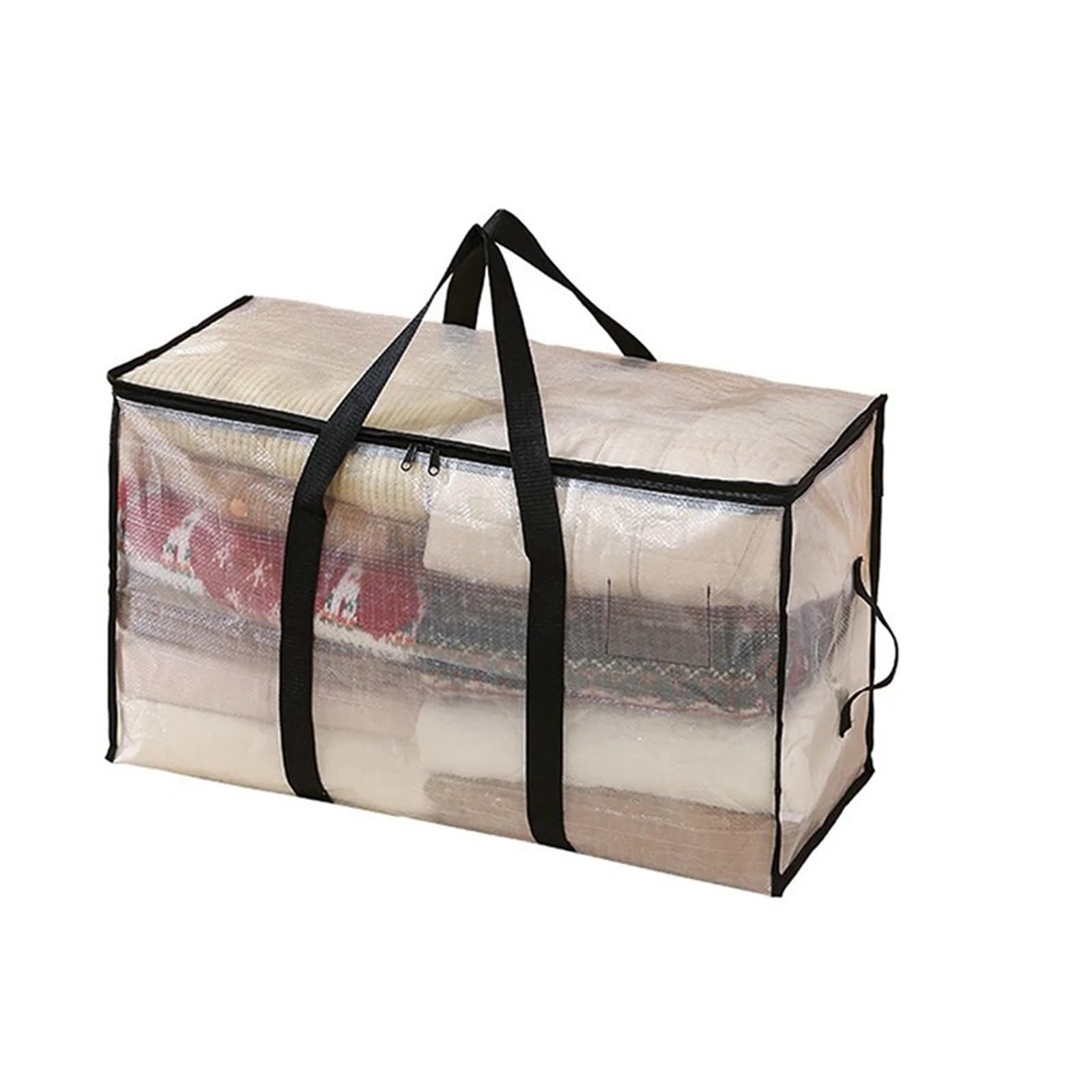 Large Moving Tote Bag With Straps,Zipper And Handle Storage,Reinforced Packaging, Suitable For(Transparent-L)