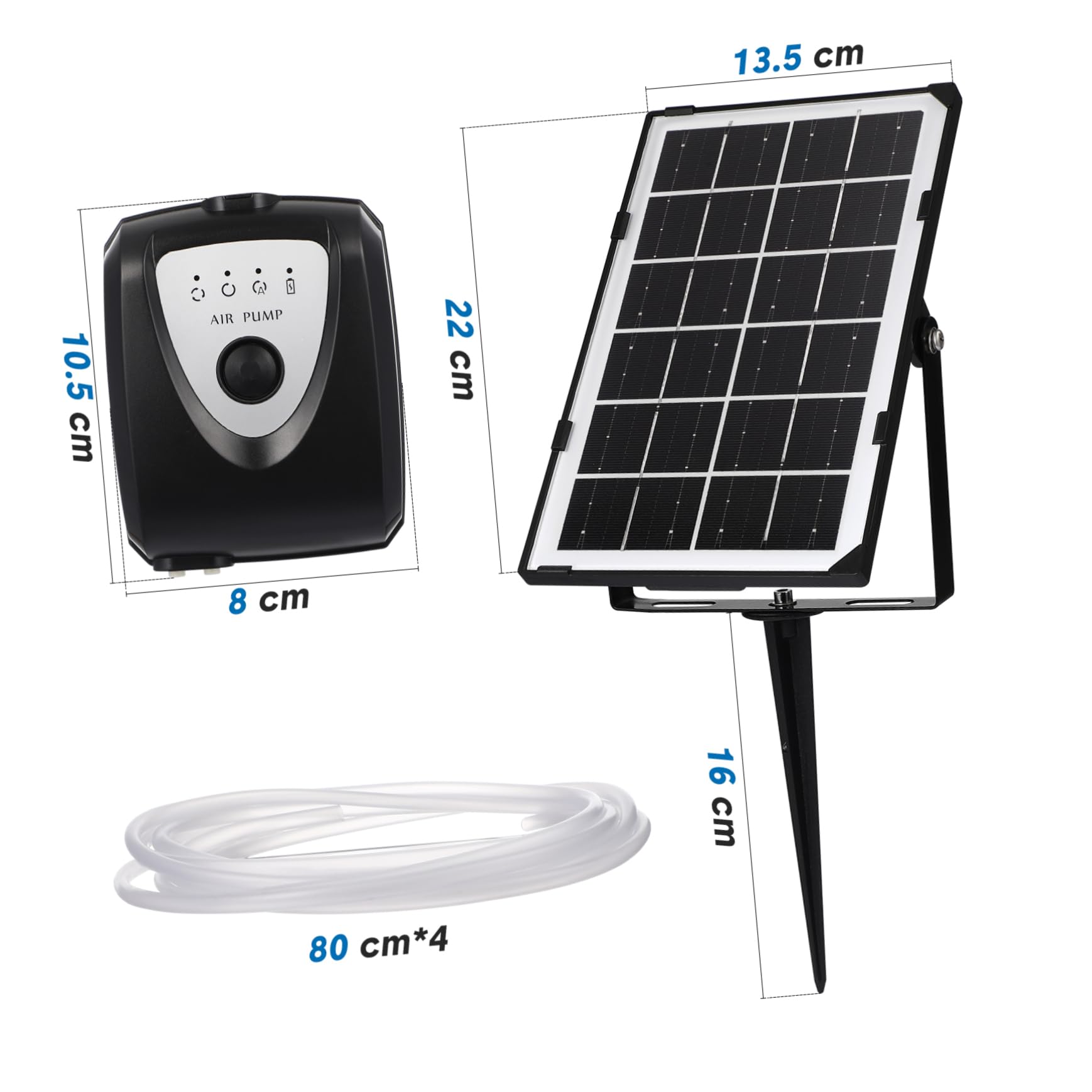 Toddmomy Pompa d Aria Solare Per Acquario Kit Ossigenatore Per Laghetto Da Giardino Aeratore Per Vasche Pesce Set Pompa Aria Solare Movimento Acqua e Ricarica Usb