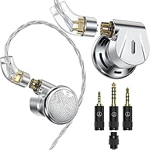 TRN-EMX Intraconka Earphones, In-Ear Earphones, Wired In-Ear Beryllium Coated Diaphragm, Earphones, Aluminum Housing, 2.5/3.5/4.4mm, Interchangeable Plug, QDC Detachable Cable
