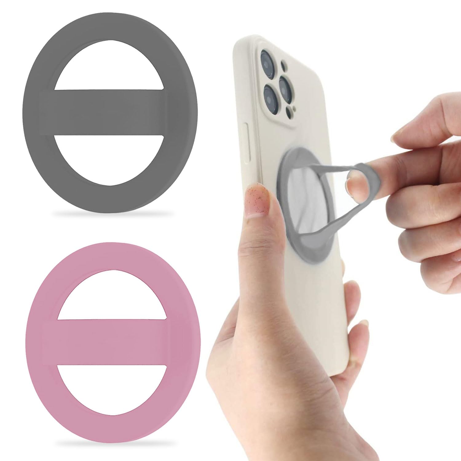 Zurligi Phone Grip Strap Holder, Elastic Silicone Cell Phone Gripper for Back of Phone Loop Finger Holder for Hand, Compatible with iPhone, Samsung, Android Smart Phone