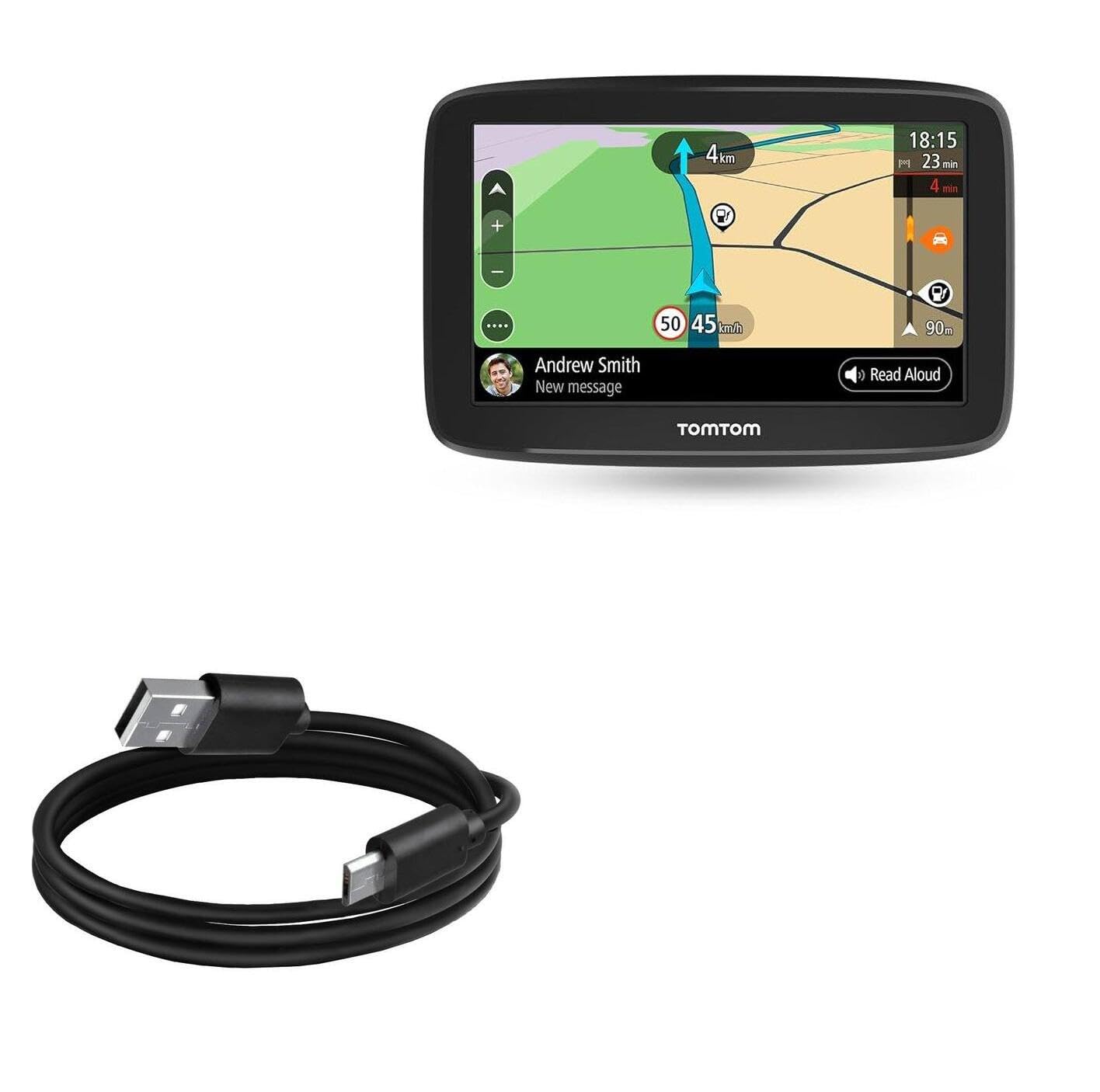 BoxWave Cable Compatible with Tomtom Smart Media-System - DirectSync Cable, Durable Charge and Sync