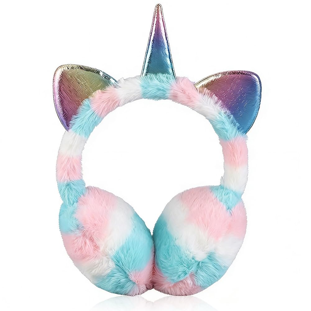Yrpacfb Unisex Kids Multicolour Unicorn Treat Earmuffs, Cute Warm Ear Muffs, Kids Unicorn Ear Muffs, Colorful Plush Design For Indoor And Outdoor