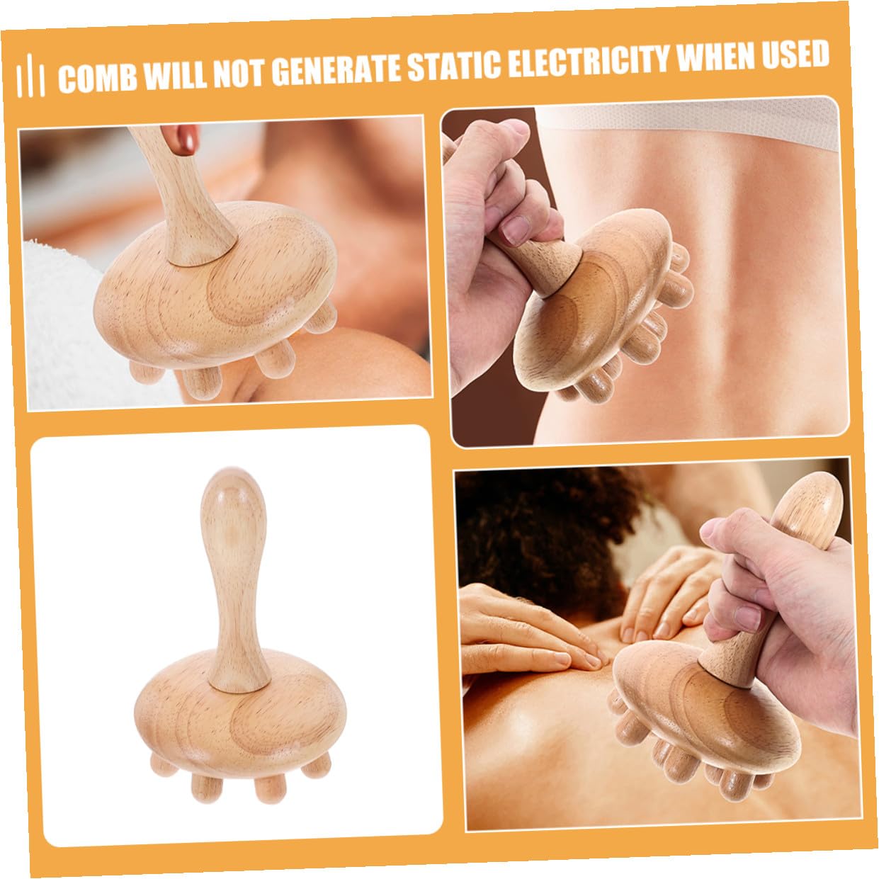 Peines para Masaje de Cuero Cabelludo de Madera Beige, 2 Piezas Diseño Práctico y Resistencia al Desgaste, Fáciles de Sujetar para Relajación Diaria