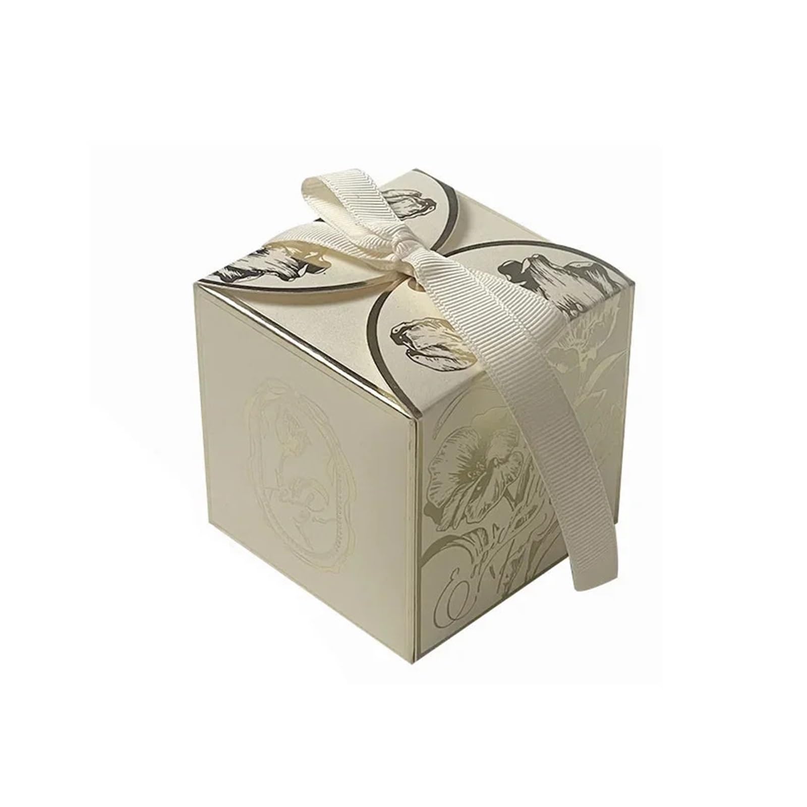 Geschenk Box Zuckerdose Leichte Luxus-Süßigkeiten-Hochzeits-Süßigkeiten-Box Hochzeitsbegleitende Papierbox(Beige,50pcs)