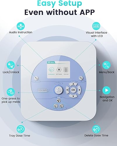 Miniatura 2 de Dispensador de pastillas automático de 28 días  Configuración de aplicación y dispositivo por familia, pantalla LCD, bloqueo digital, alertas de