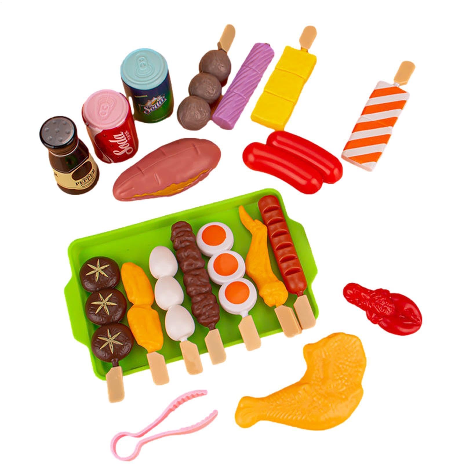 Toy Grill - Barbecue Play Set | 21/27 Pieces Kids Kitchen Toys Dining Corner ABS Educational Role Play Gift Girl Boy 3 Years Old Festival Picnic Utensils