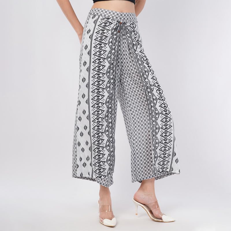 Rabhika Women’s White Patterned Pure Cotton Maxi Skirt, Comfortable Casual Long Skirt for Ethnic & Everyday Wear| 2XL 4