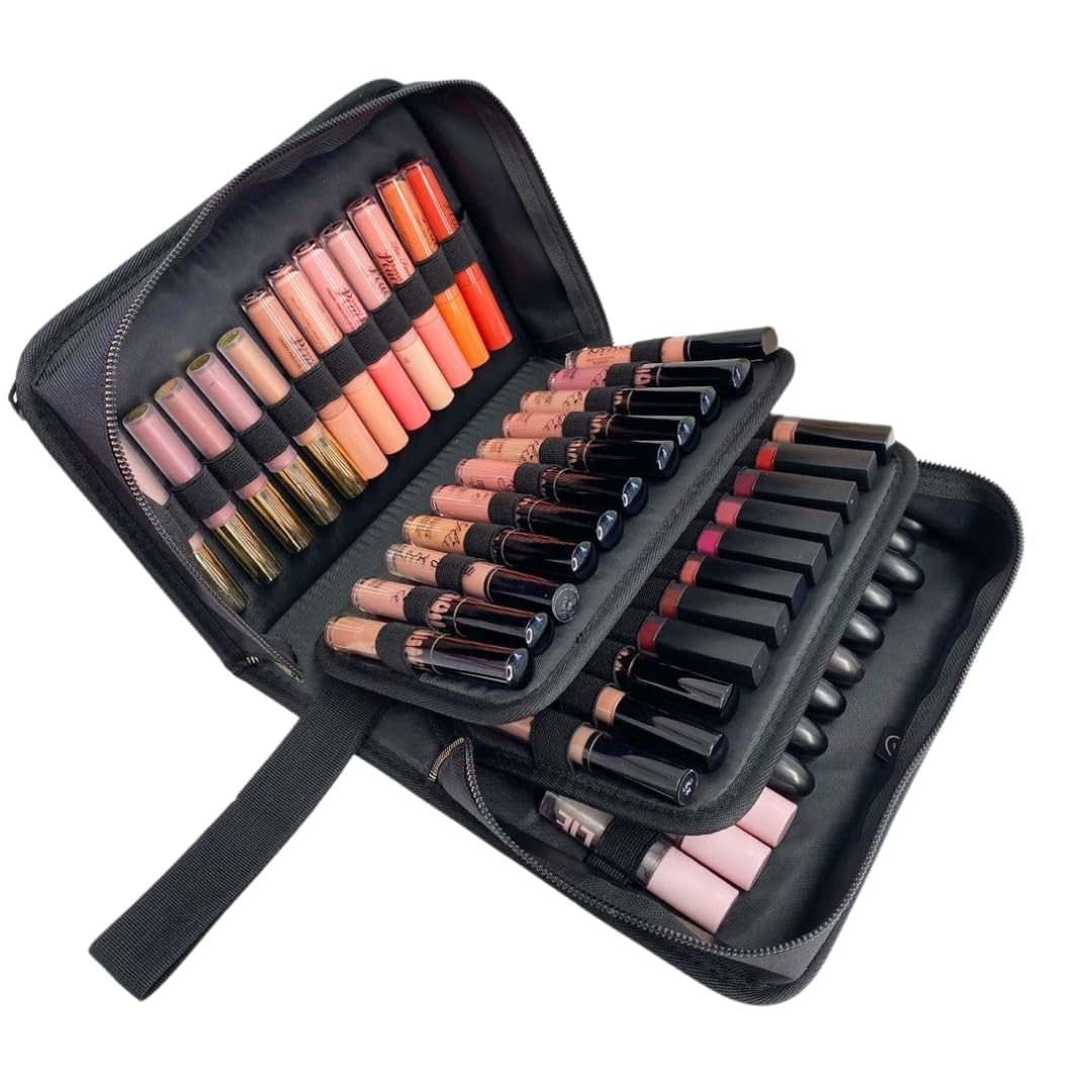 Coslifestore- Lipstick/Cosmetic/Makeup/Case- Compact Spacious kit with Lipstick Slots, Side Pockets and compartments for Keeping Cosmetics