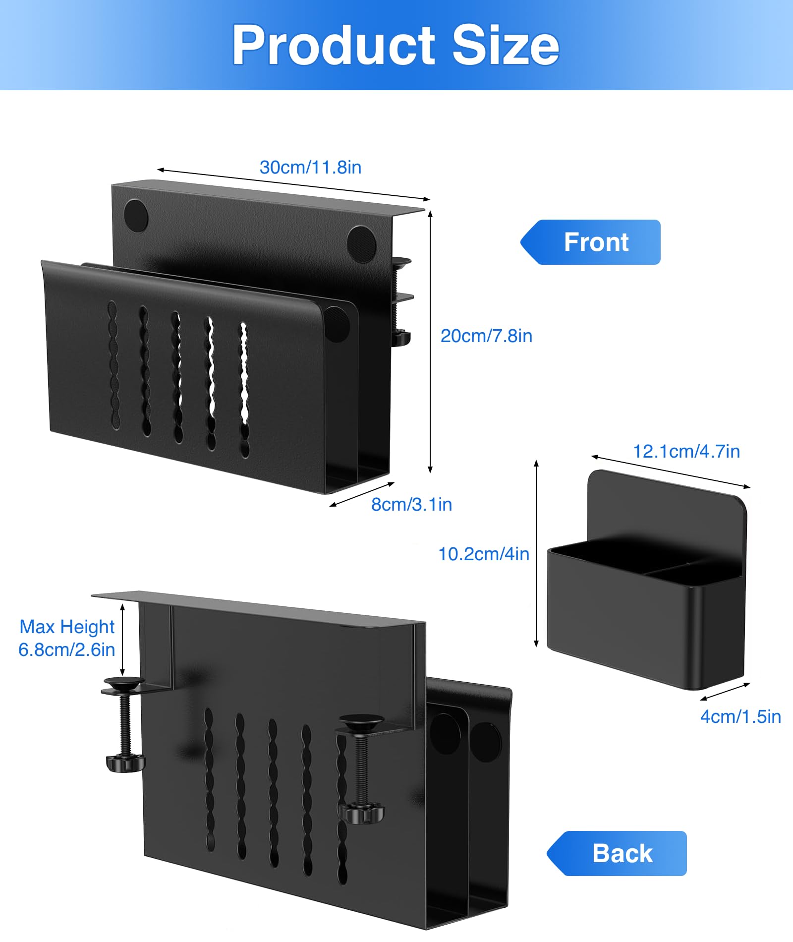 Organizador Escritorio,Soporte para Portatil Portalapices Escritorio Oficina Accesorios Bandeja Cables Escritorio Organizador De Almacenamiento Lateral De Escritorio