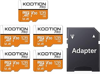 KOOTION 5 Pack Micro SD Cards 128GB, U3 microSDXC Flash Memory Card for 4K Video Recording, A1, V30, Full HD, C10 TF Card with Adapter