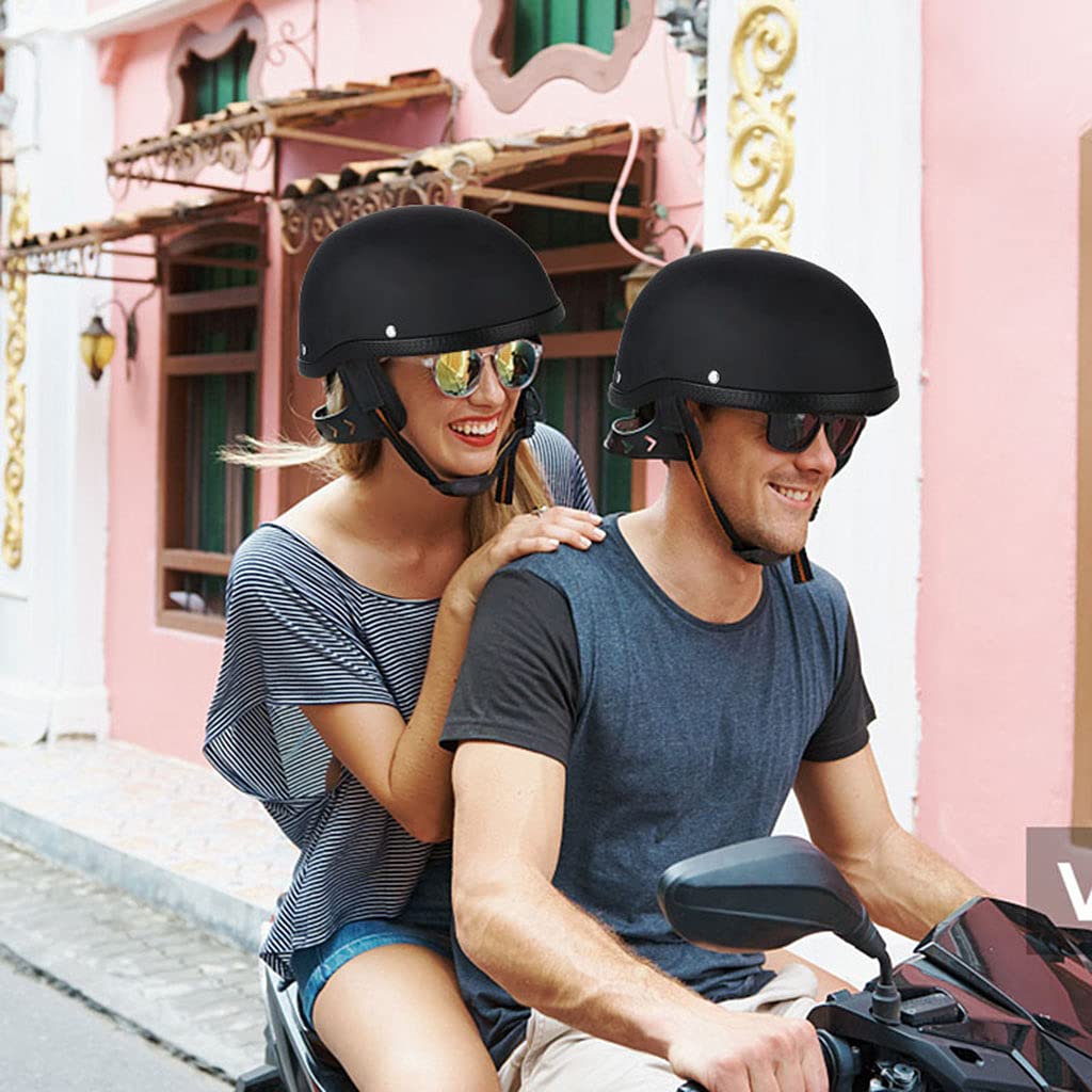 Beanie Motorcycle Half Helmet,German Style Novelty Motorcycle Helmets,DOT Helmet Approved for Adult Men and Wome,Skull Cap Helmet for Chopper Moped Scooter Motorbike Electric-A|55-62CM : Automotive