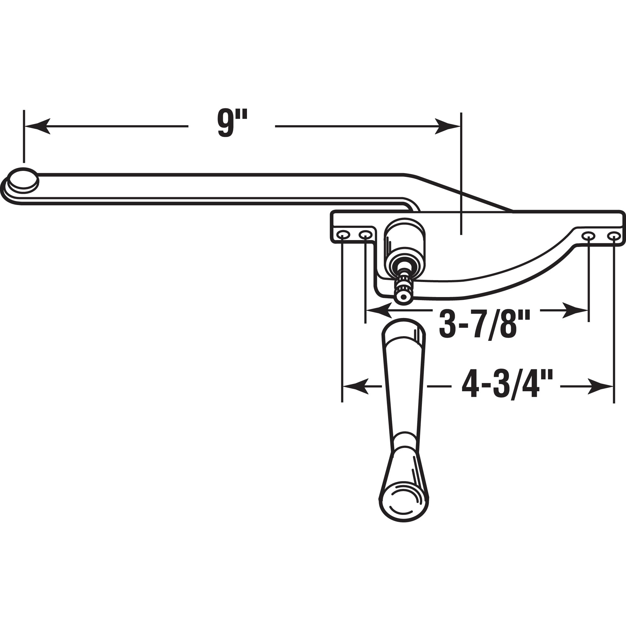 Prime-Line Ürünler H 3709 Prime Line Sağ El Gözyaşı Damlası Tarzı Kanatlı Operatör 22,86 cm L, Kalıp Döküm Çinko, 22,86 cm, Beyaz