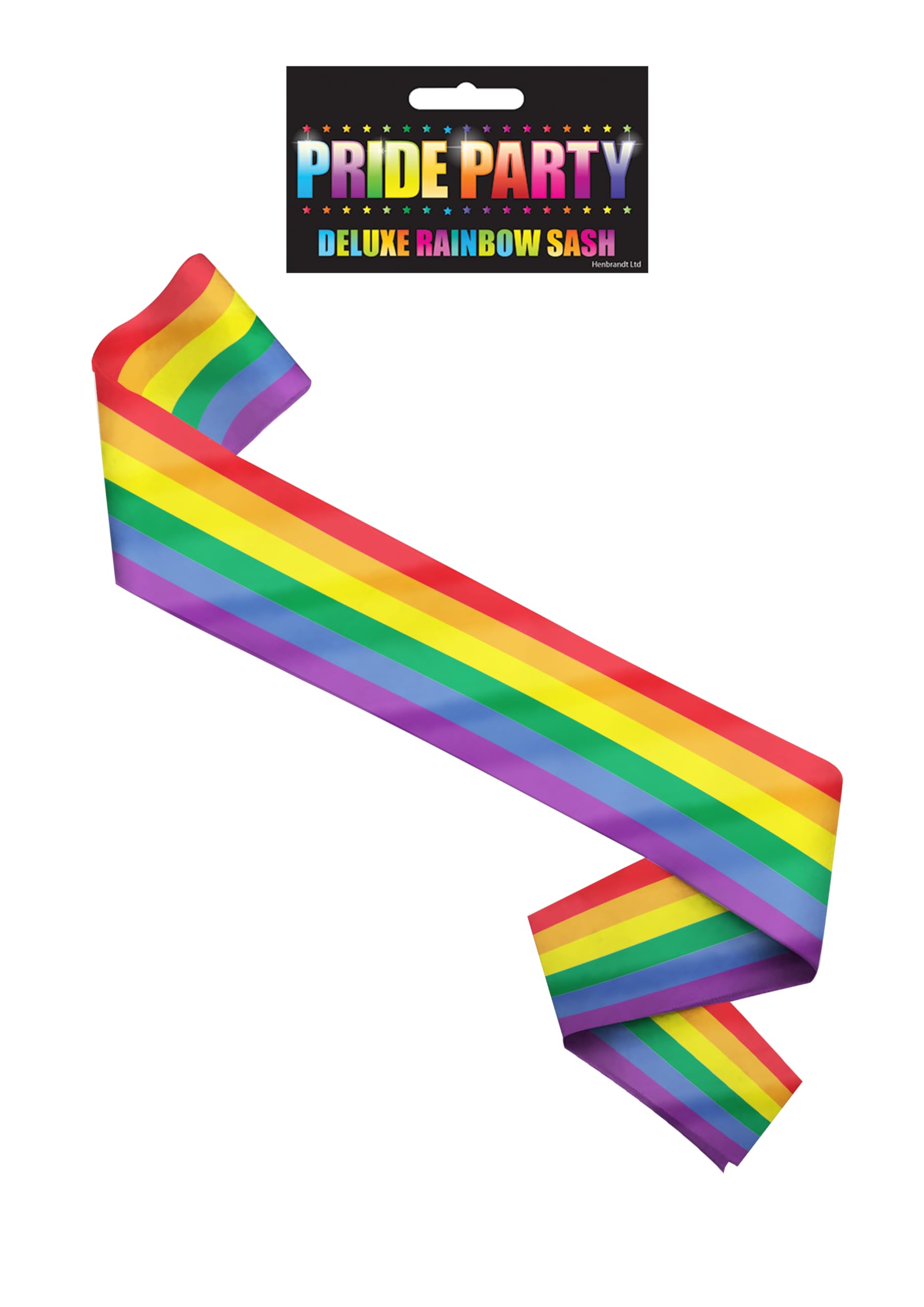 HENBRANDT 1 x Deluxe Rainbow Pride Sash LGBT Party Sashes Rainbow Fancy Dress Accessory LGBTQ+ Festival Ribbon Pride Accessories for Lesbian and Gay Pride Parades, Marches, Parties and Carnivals